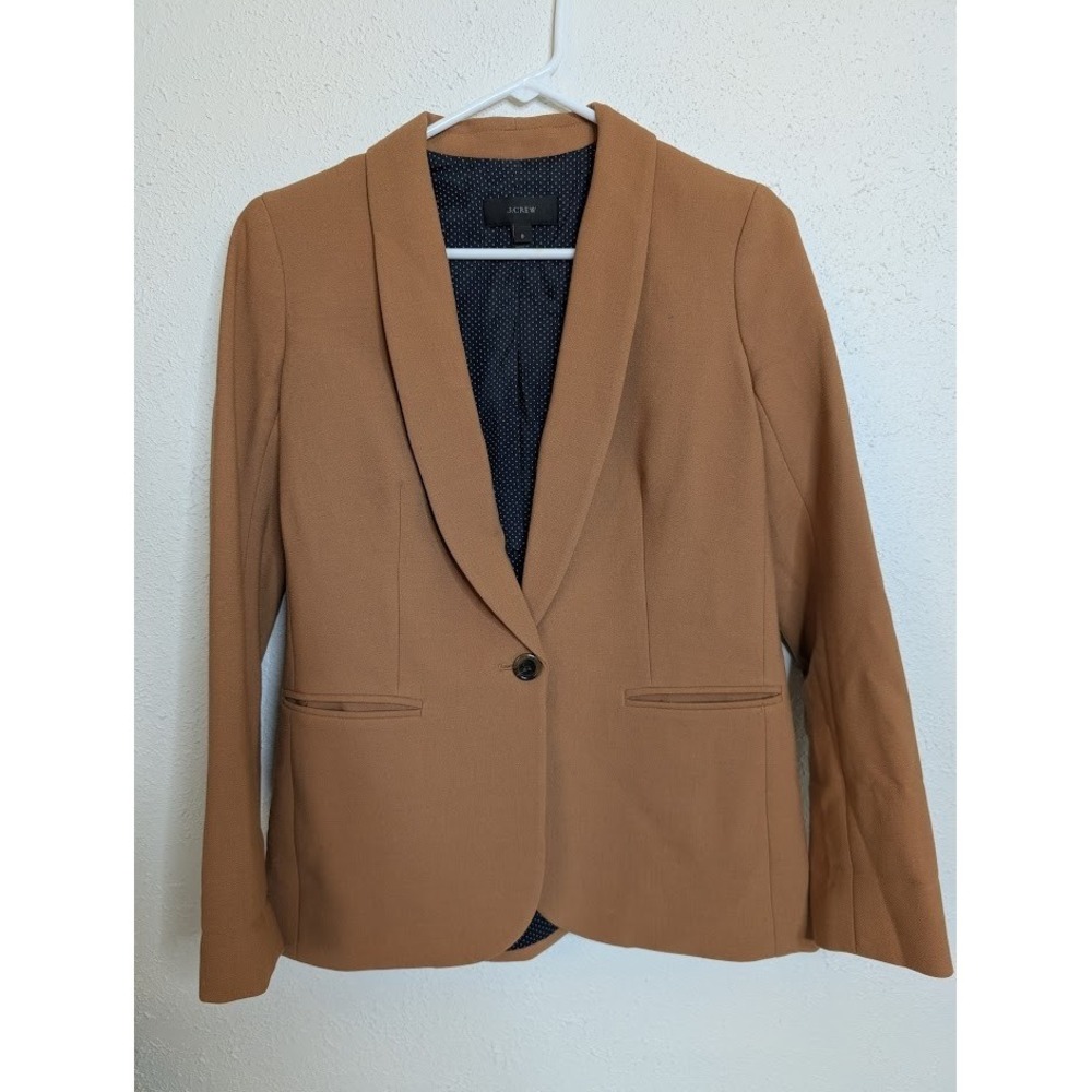 J. Crew Parke Blazer Wool Blend In Heather‎ Caramel Size 0 Work Career Minimal